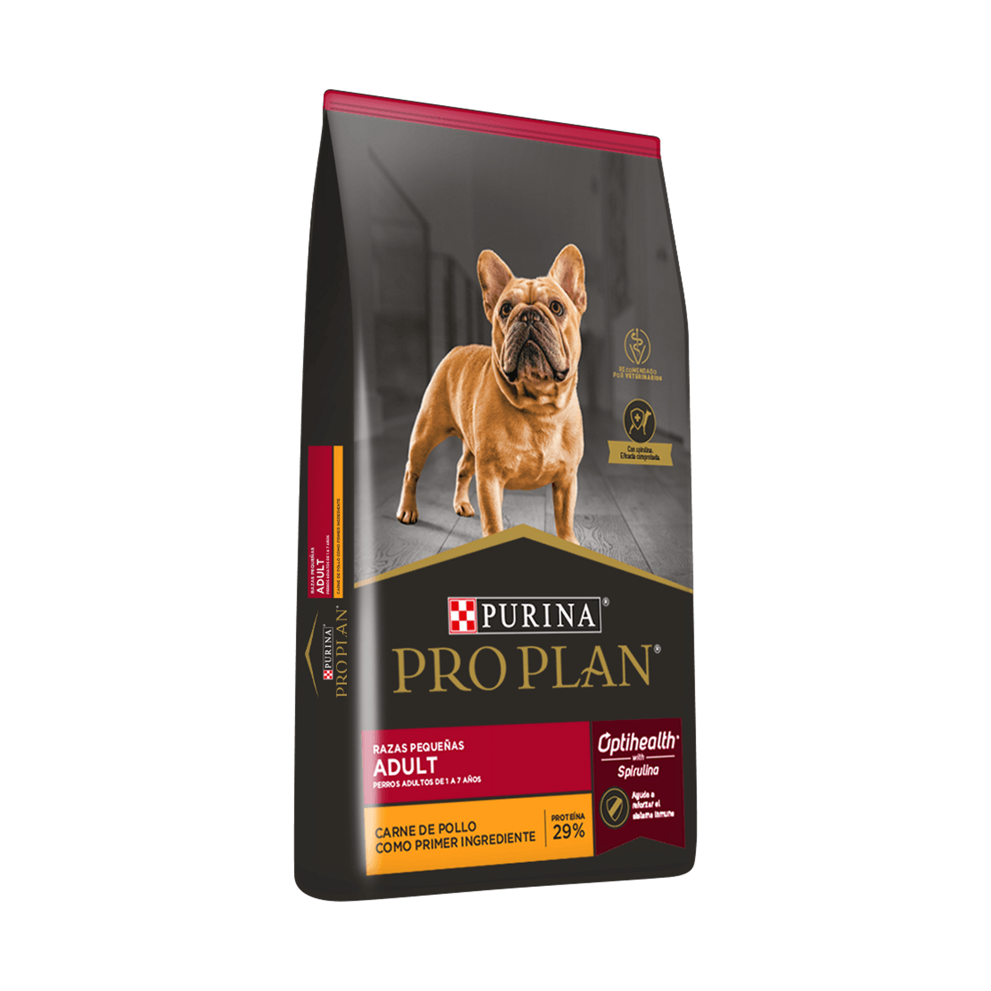 Empaque de Pro Plan® Adulto Razas Pequeñas con Optihealth® Sabor Pollo, vista lateral