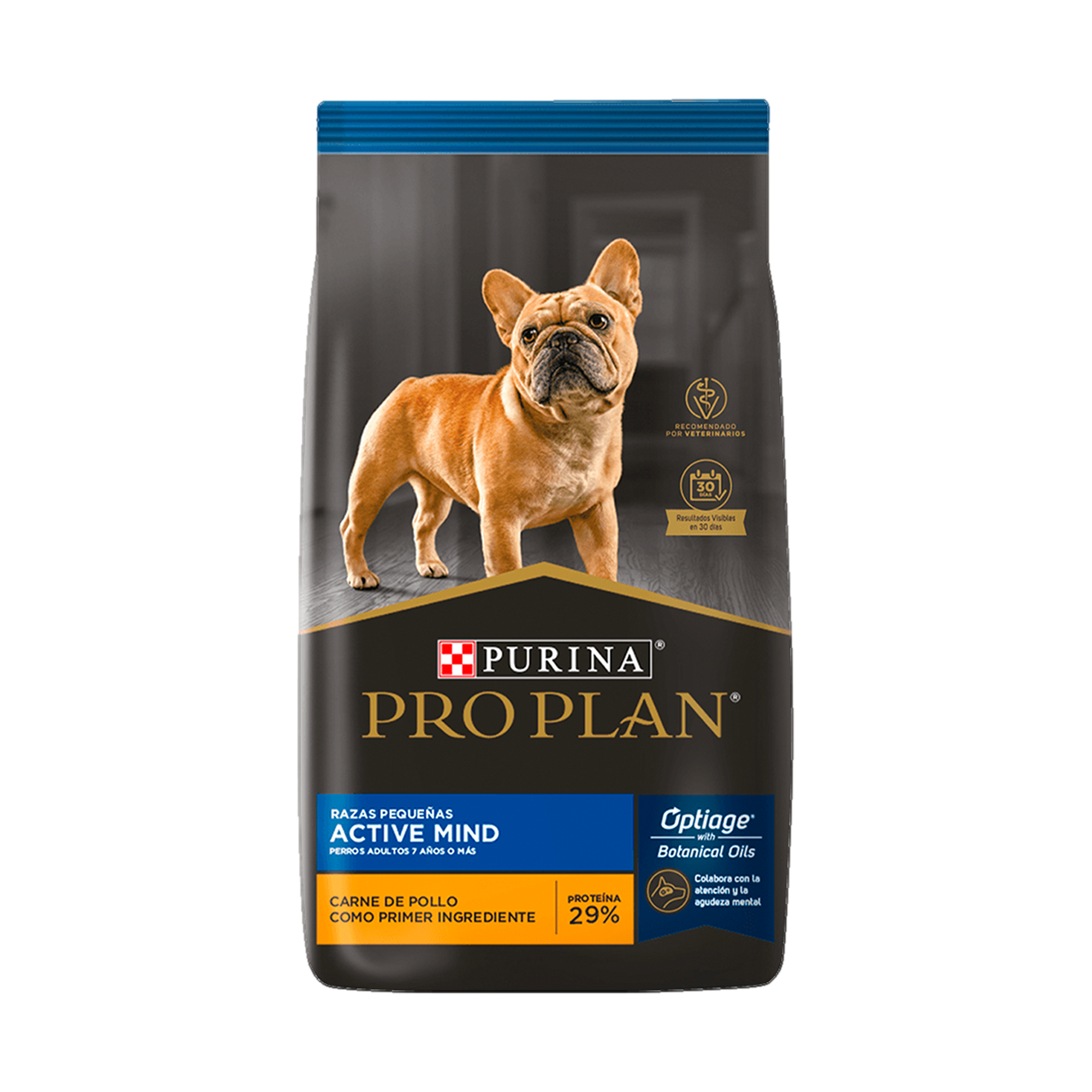 Empaque de Pro Plan® Adulto Senior Razas Pequeñas con Optiage® Sabor Pollo, vista frontal