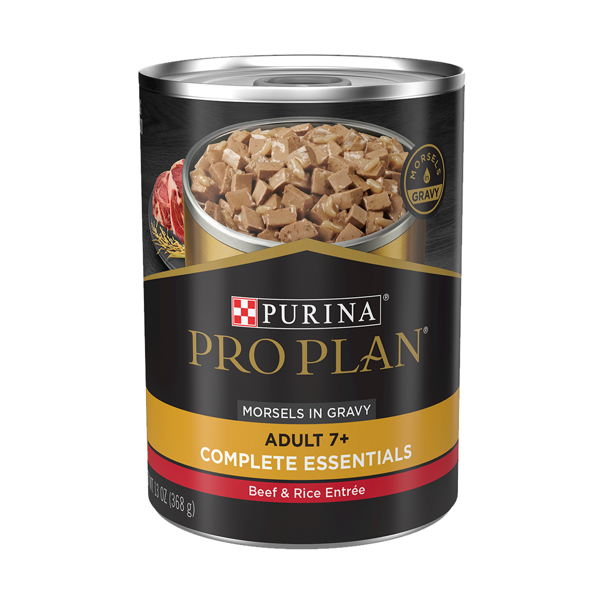 Empaque de Pro Plan® Adulto Senior Todas las Razas con Optiage® Lata Sabor Carne y Arroz, vista frontal