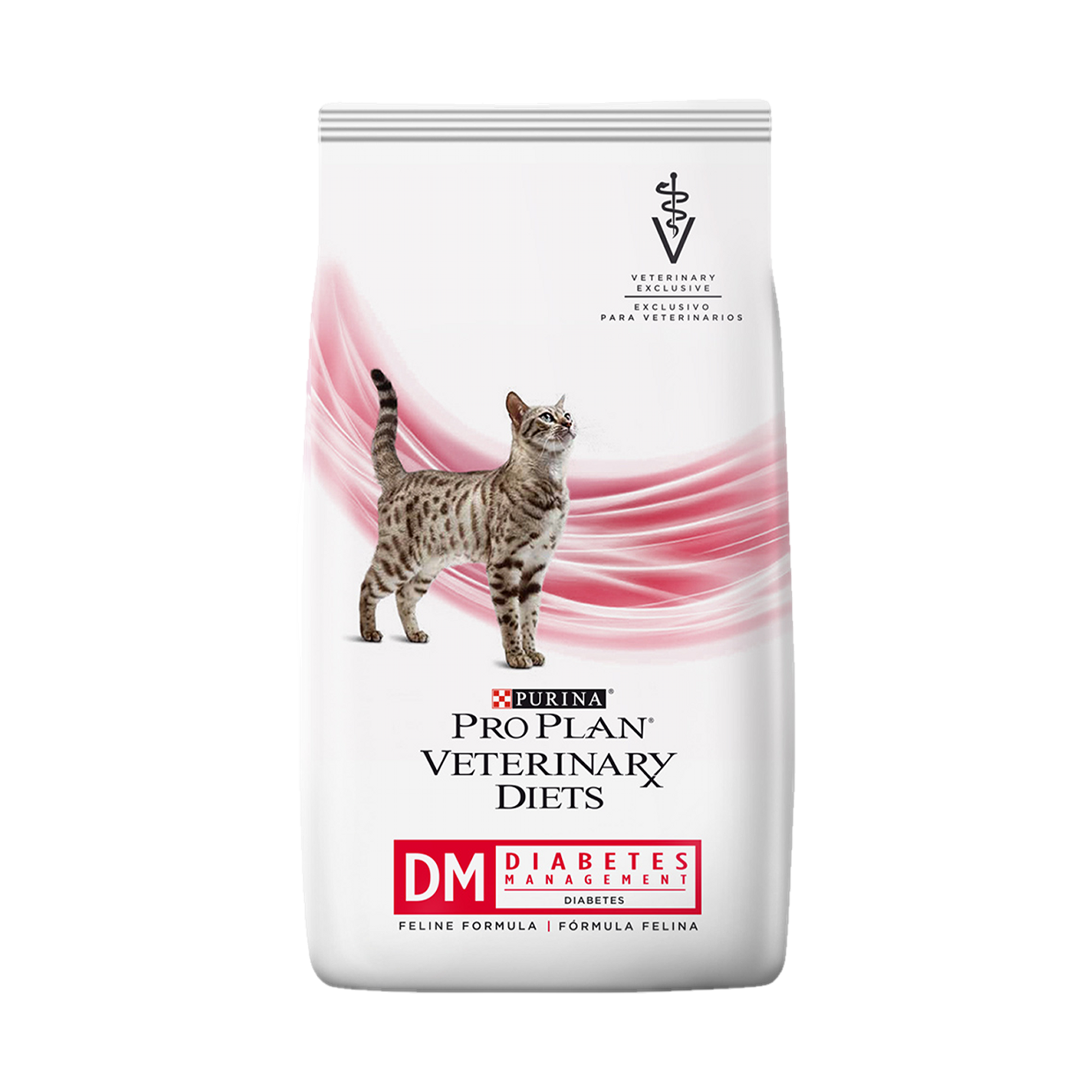 Empaque de Pro Plan DM gato para control diabetes, vista frontal