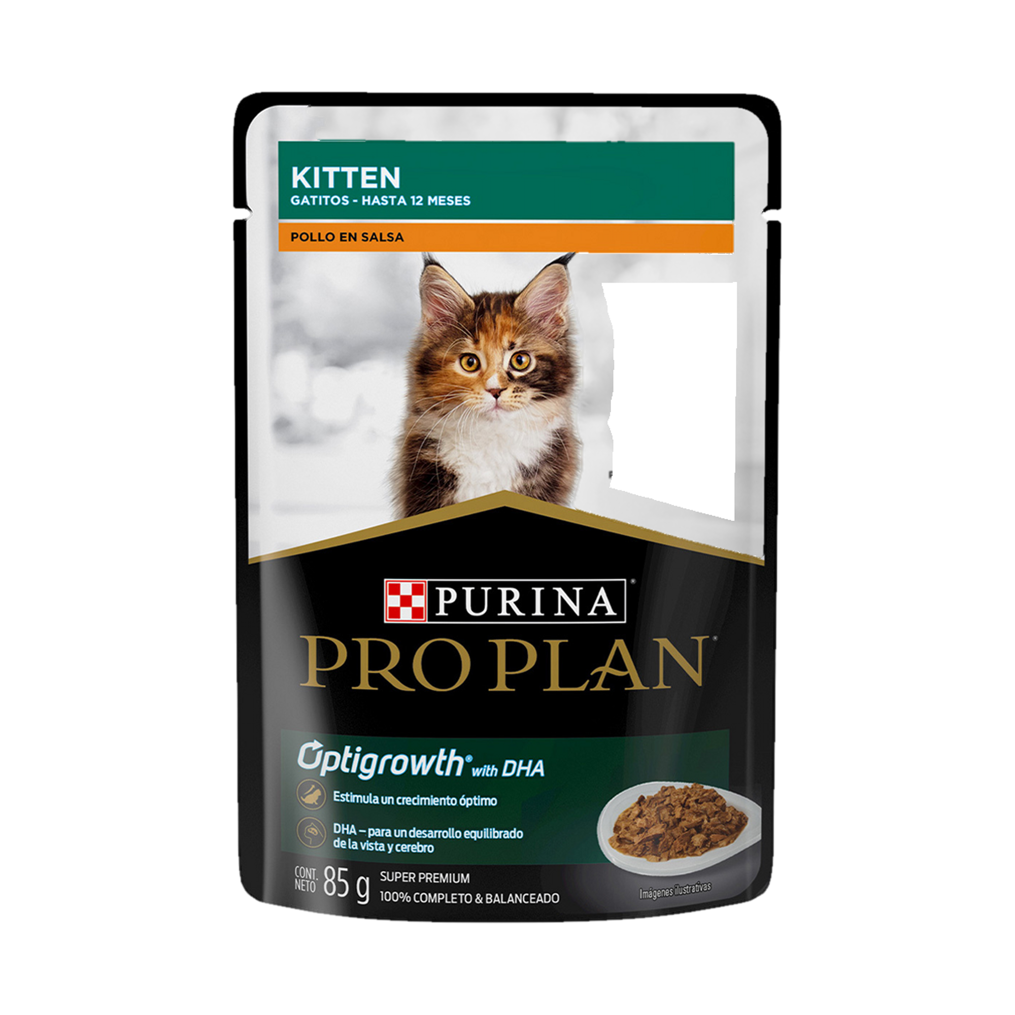 Empaque de Pro Plan® Gatito con Optistart® Sobre Sabor Pollo, vista frontal