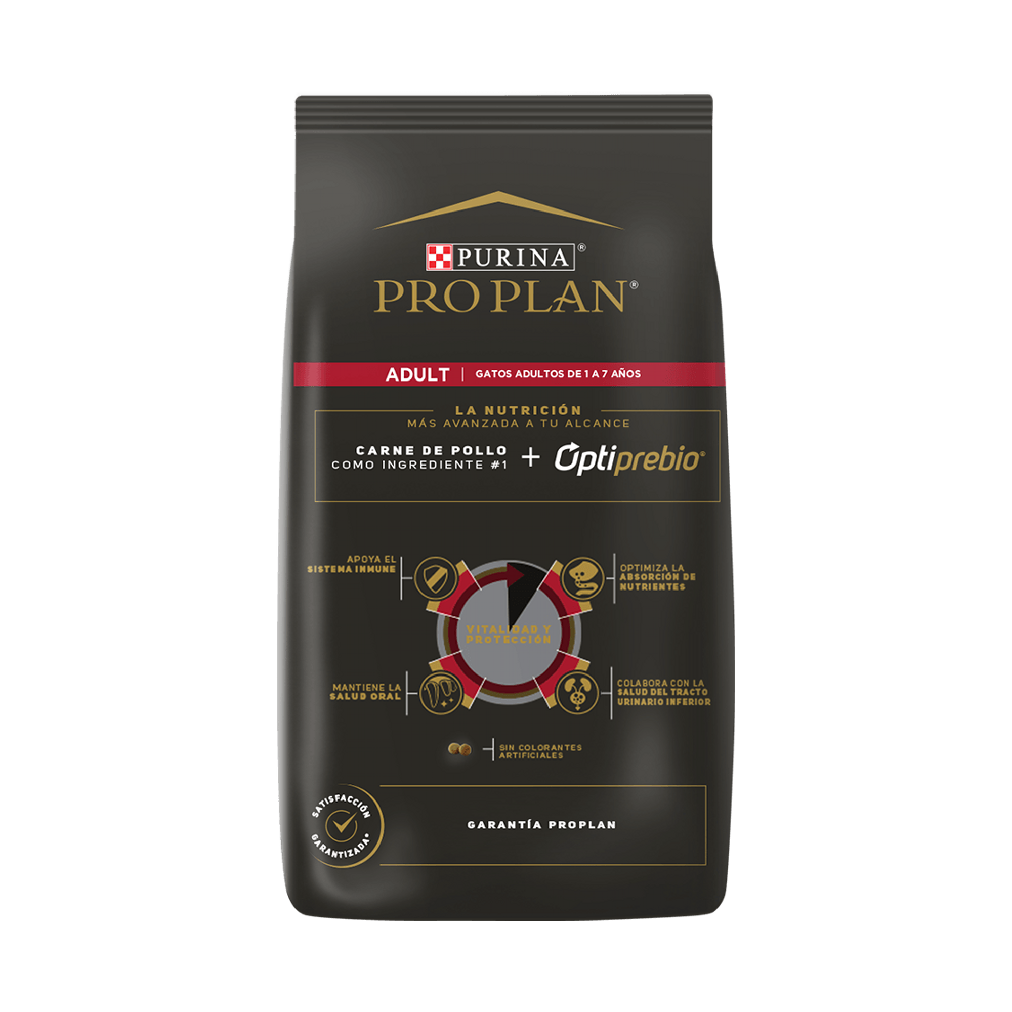 Empaque de Pro Plan® Gato Adulto con Optiprebio® Sabor Pollo, vista posterior