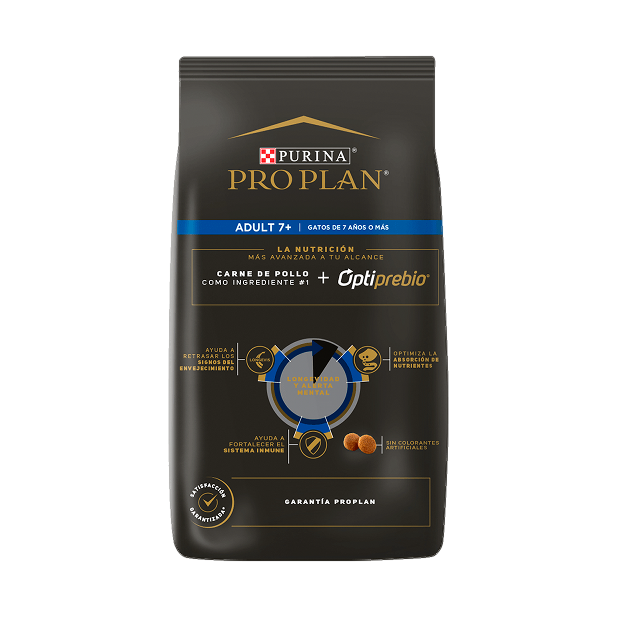 Empaque de Pro Plan® Gato Senior con Optiage® Sabor Pollo, vista posterior