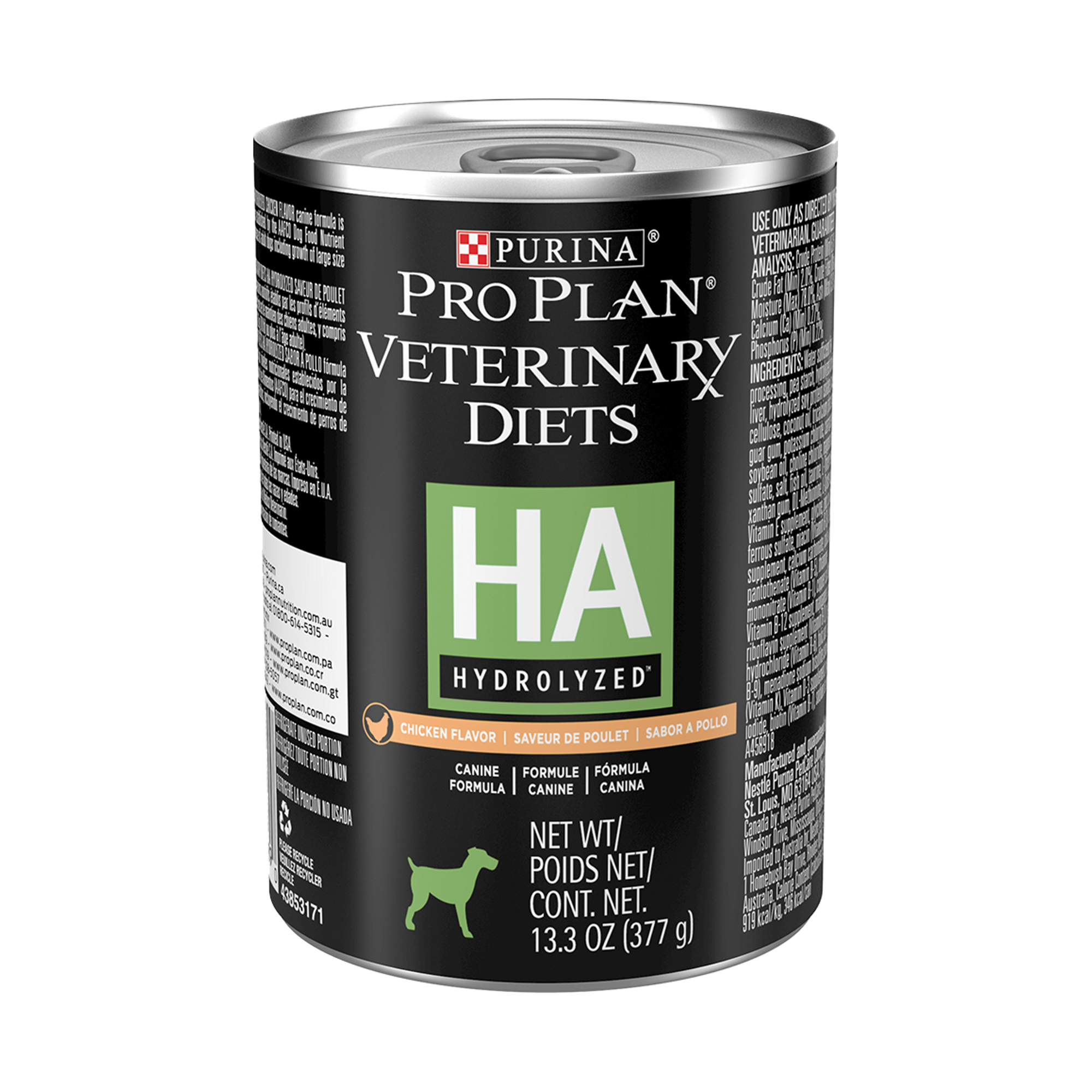 Empaque de Pro Plan HA hydrolized Veterinary Diets, vista frontal