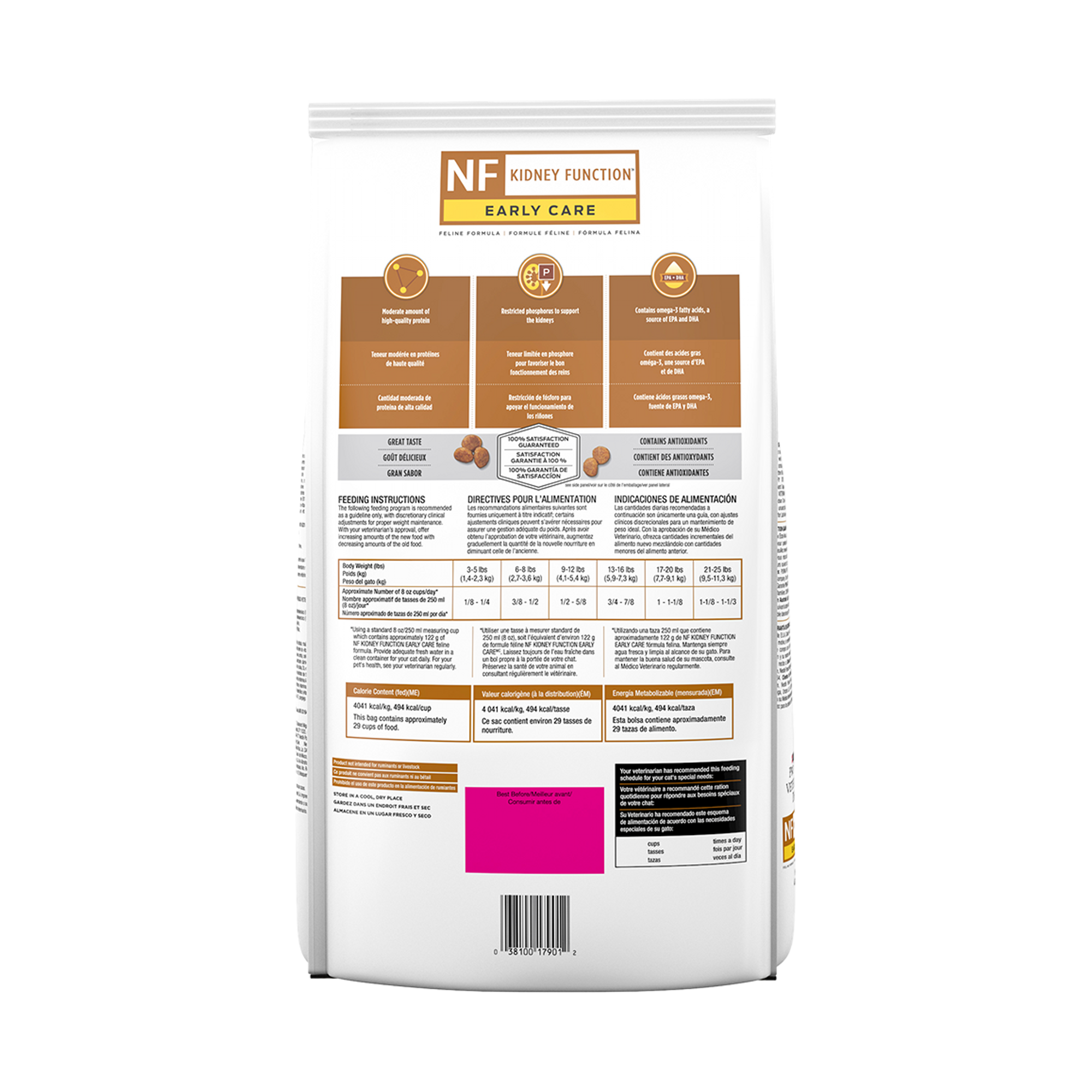 Empaque de PRO PLAN® Kidney Function Early Care, vista posterior