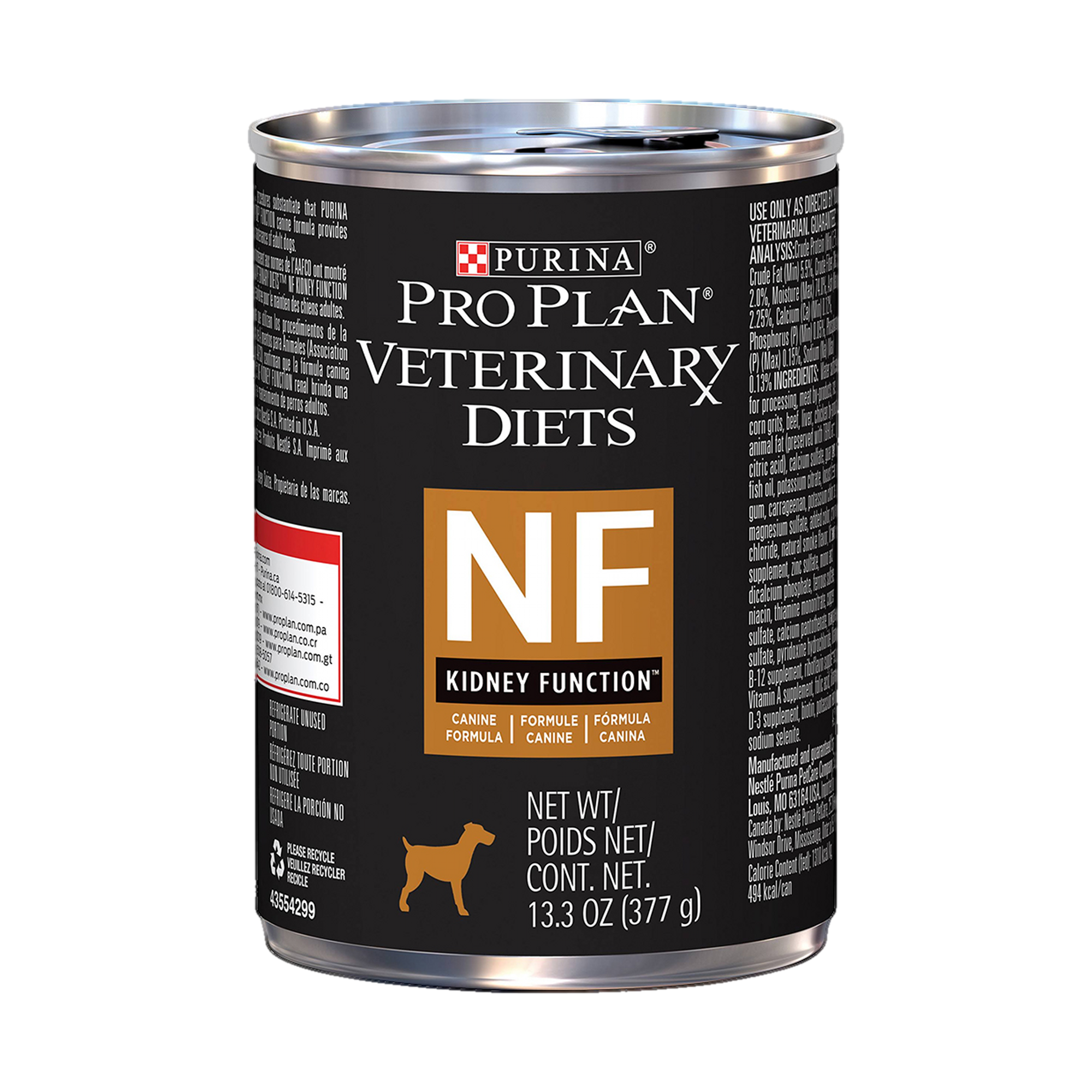 Empaque de Pro Plan NF lata perros con problemas renales, vista frontal