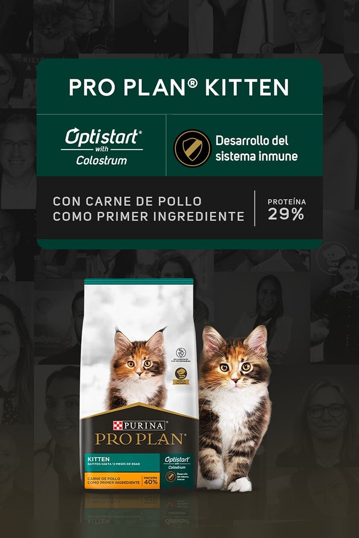 Purina® Pro Plan® Kitten con Optistart® with Colostrum: desarrollo del sistema inmune. Con carne de pollo como primer ingredi