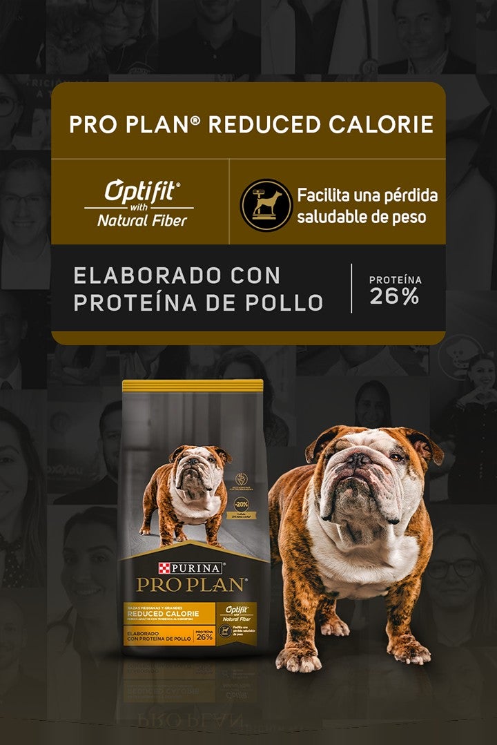 Purina® Pro Plan® Reduced Calorie con Optifit® with Natural Fiber: facilita una pérdida saludable de peso. Elaborado con prot