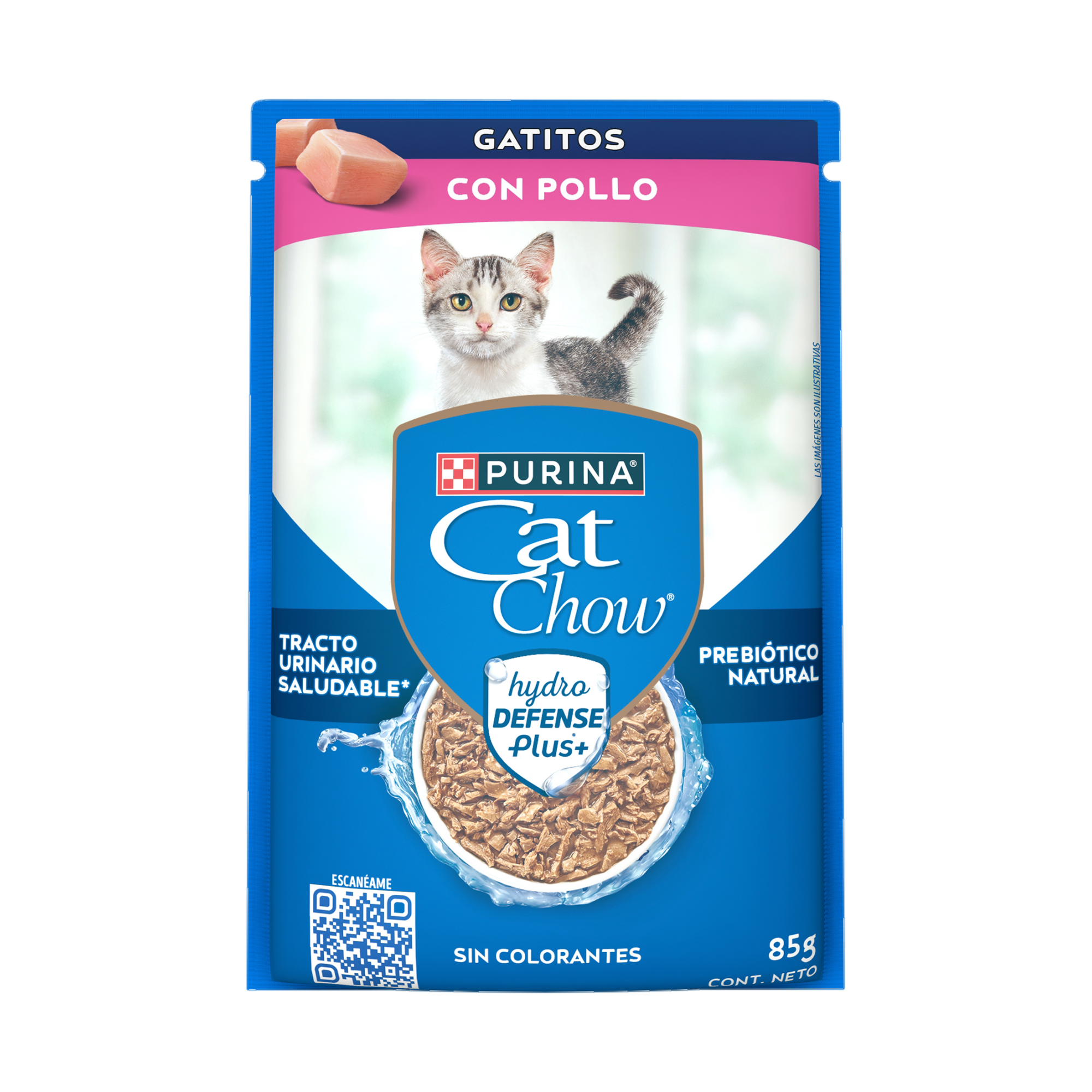 Empaque de Purina® Cat Chow® Alimento Húmedo Para Gatitos Sabor Pollo, vista frontal