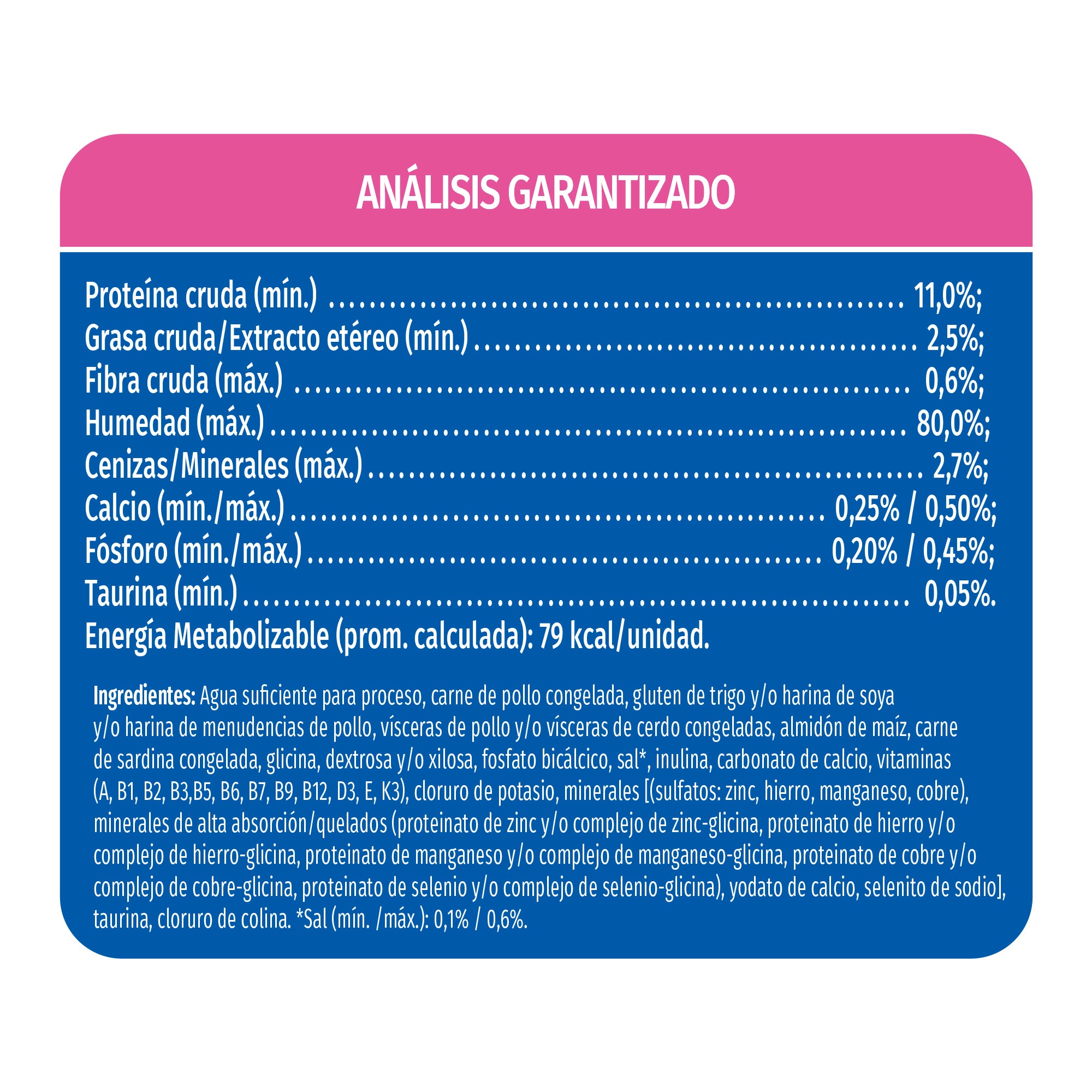 Análisis garantizado de Purina® Cat Chow® Alimento Húmedo Para Gatitos Sabor Pollo