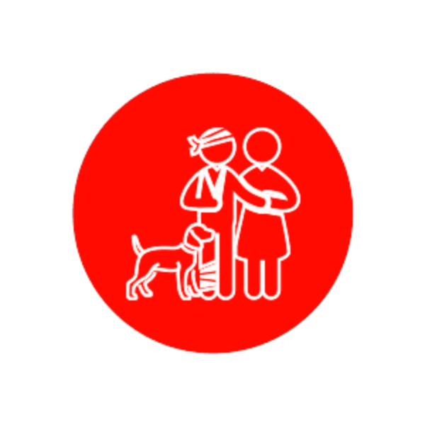 Ícono de dos personas y un perro