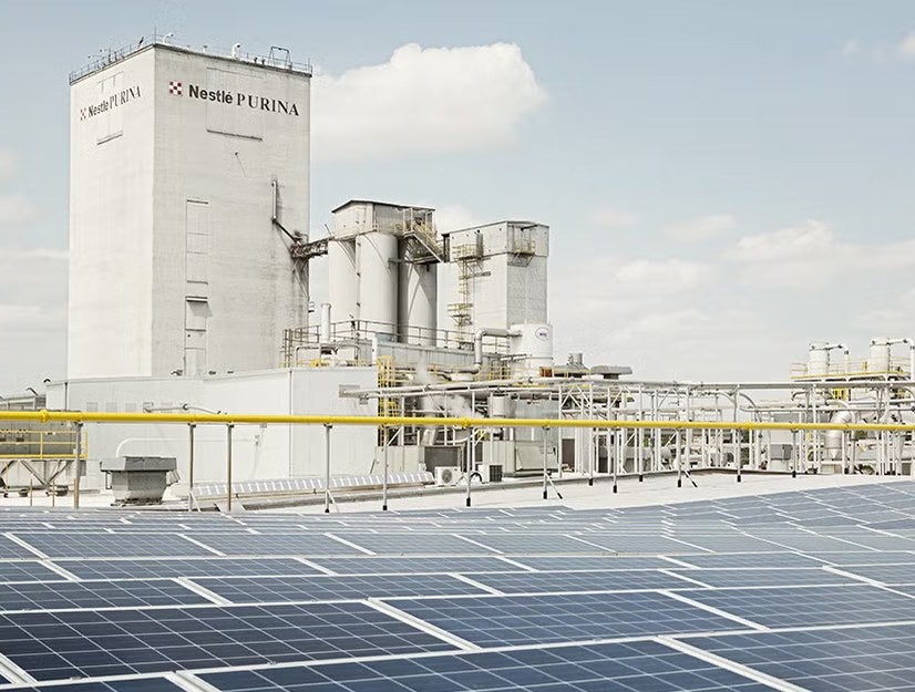 Planta de Nestlé Purina con paneles solares en el techo