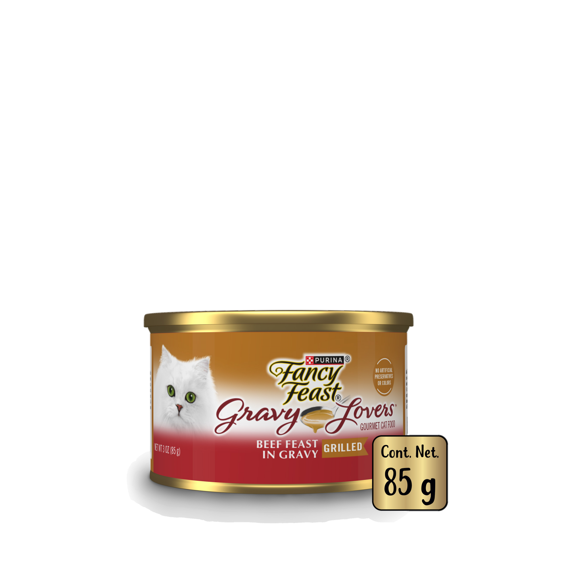 Empaque de Purina® Fancy Feast® Alimento Húmedo Para Gatos Adultos Casserole Sabor Carne, vista lateral