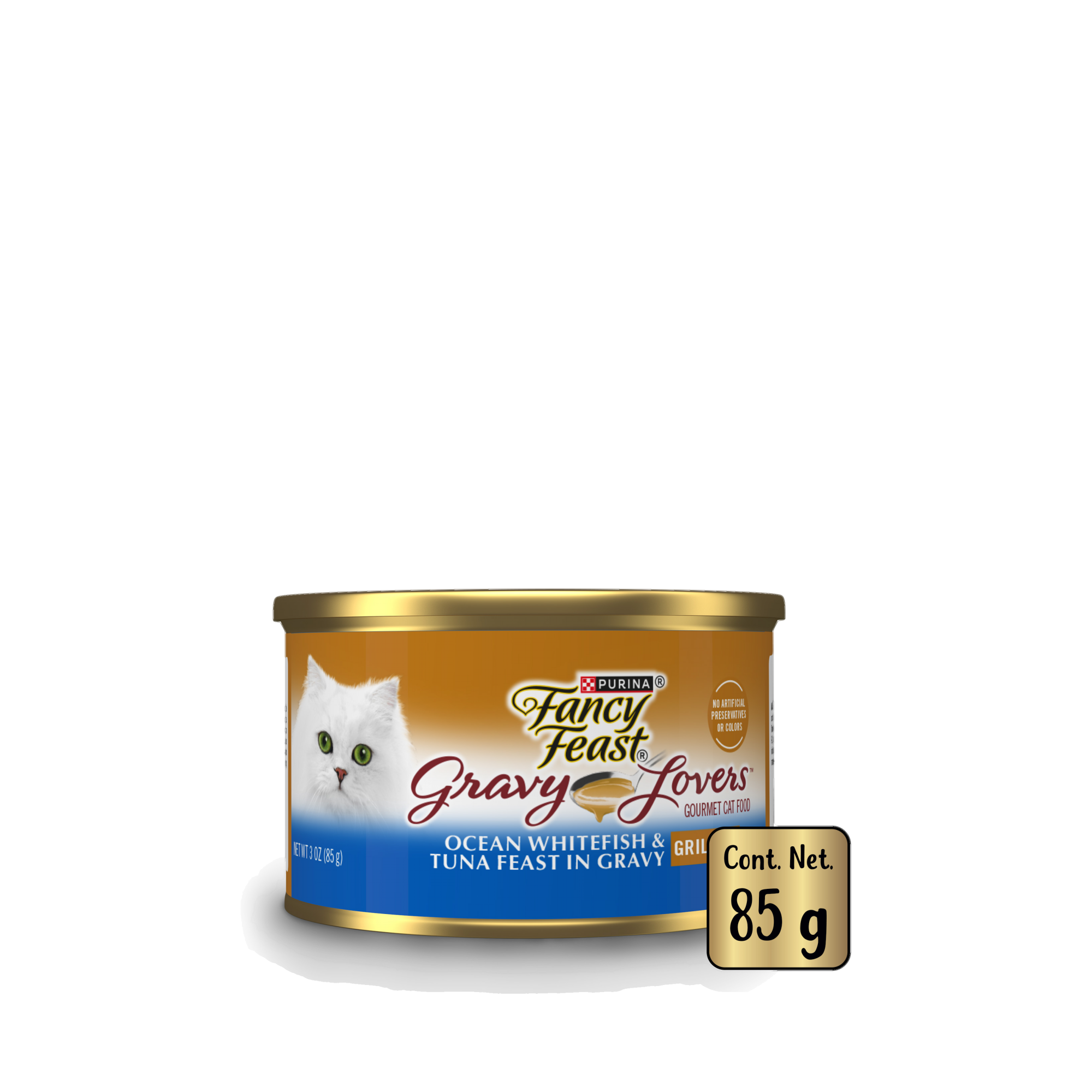 Empaque de Purina® Fancy Feast® Alimento Húmedo Para Gatos Adultos Casserole Sabor Pescado Blanco y Atún, vista frontal