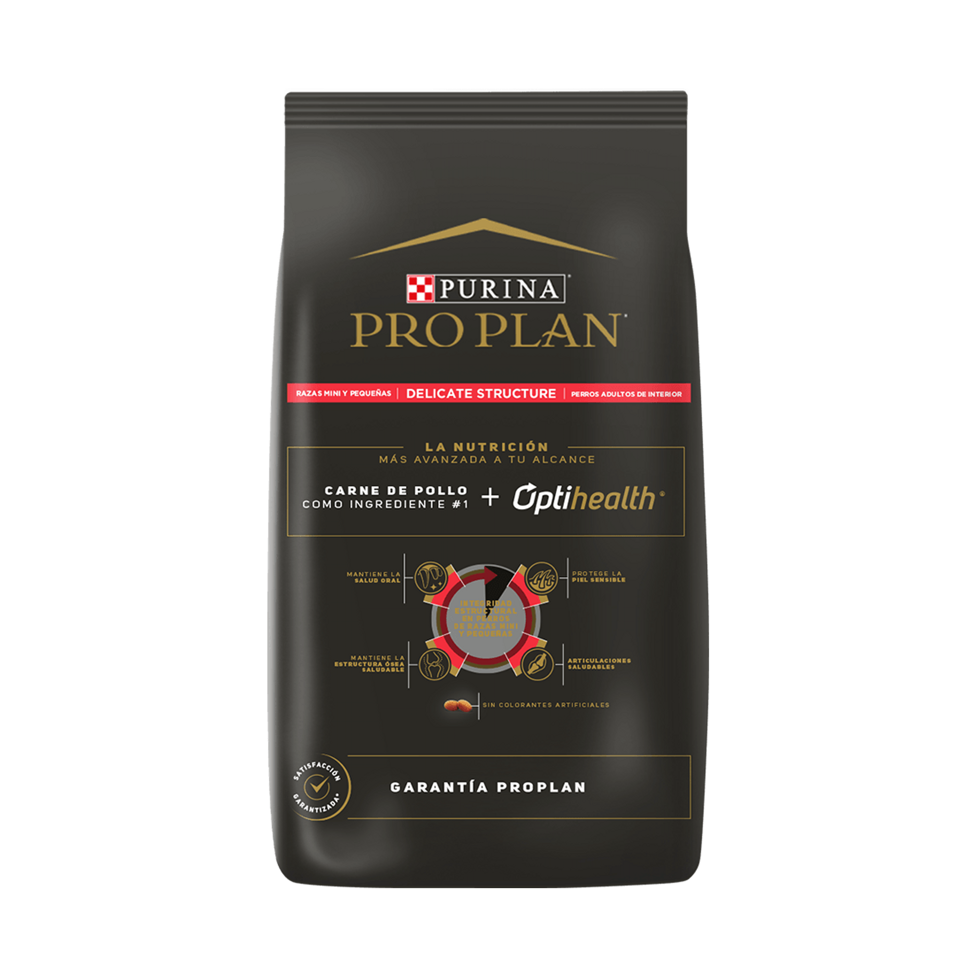 Empaque de Purina® Pro Plan® delicate small breed con optifortis, vista posterior