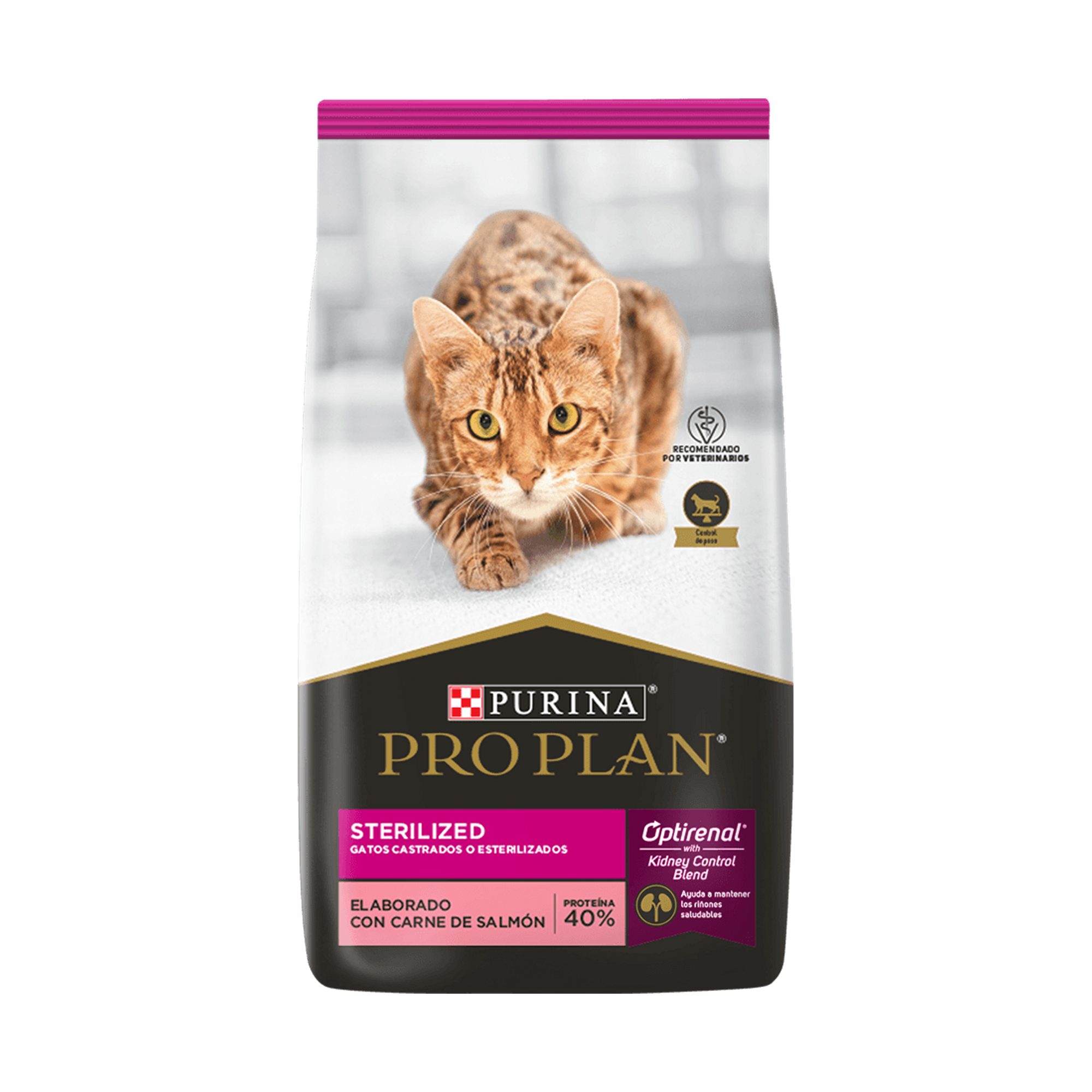 Empaque de Purina® Pro Plan® Gato Esterilizados con Optirenal® Sabor Salmón, vista frontal