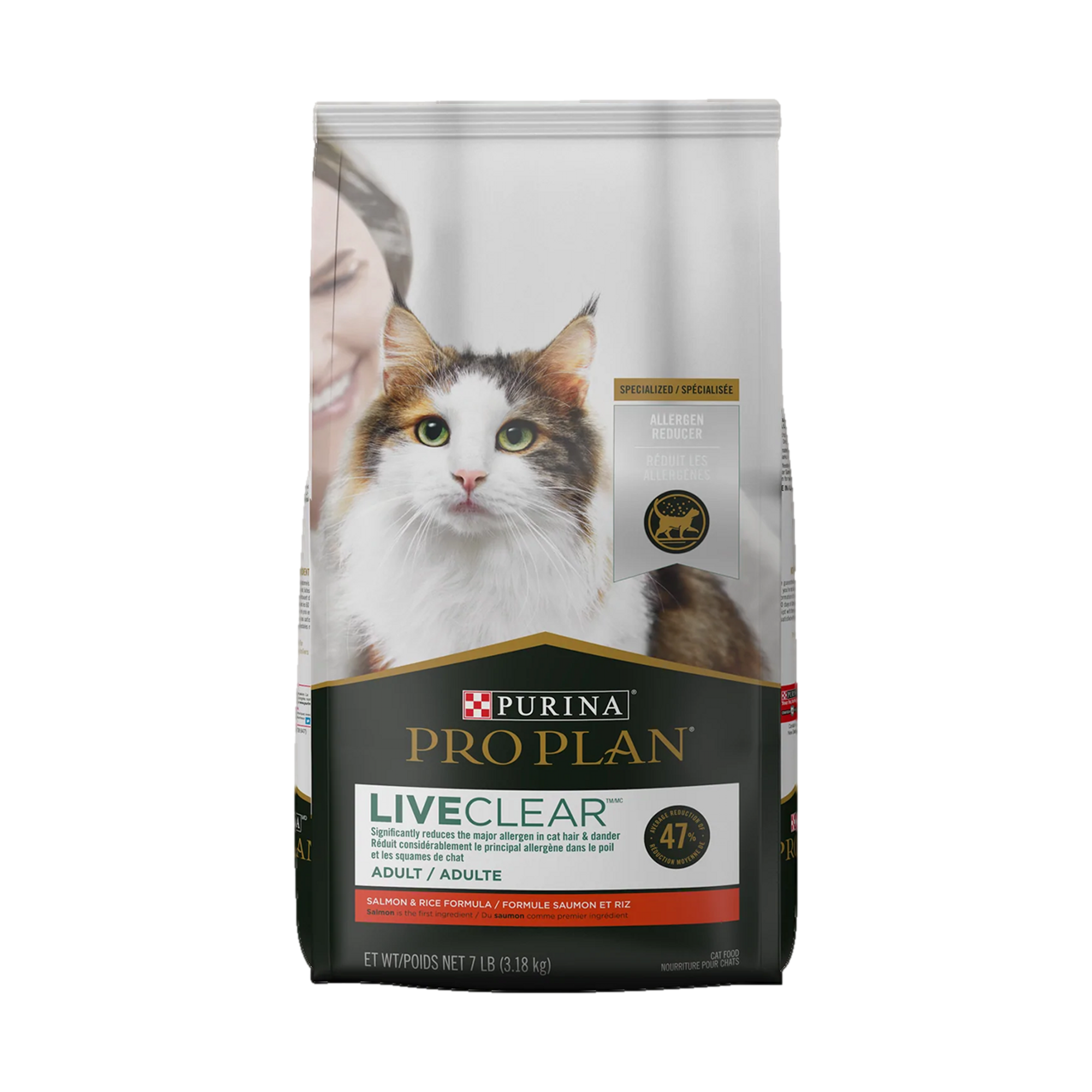Empaque de Purina® Pro Plan® gato live clear™ con optitract® sabor salmón, vista frontal