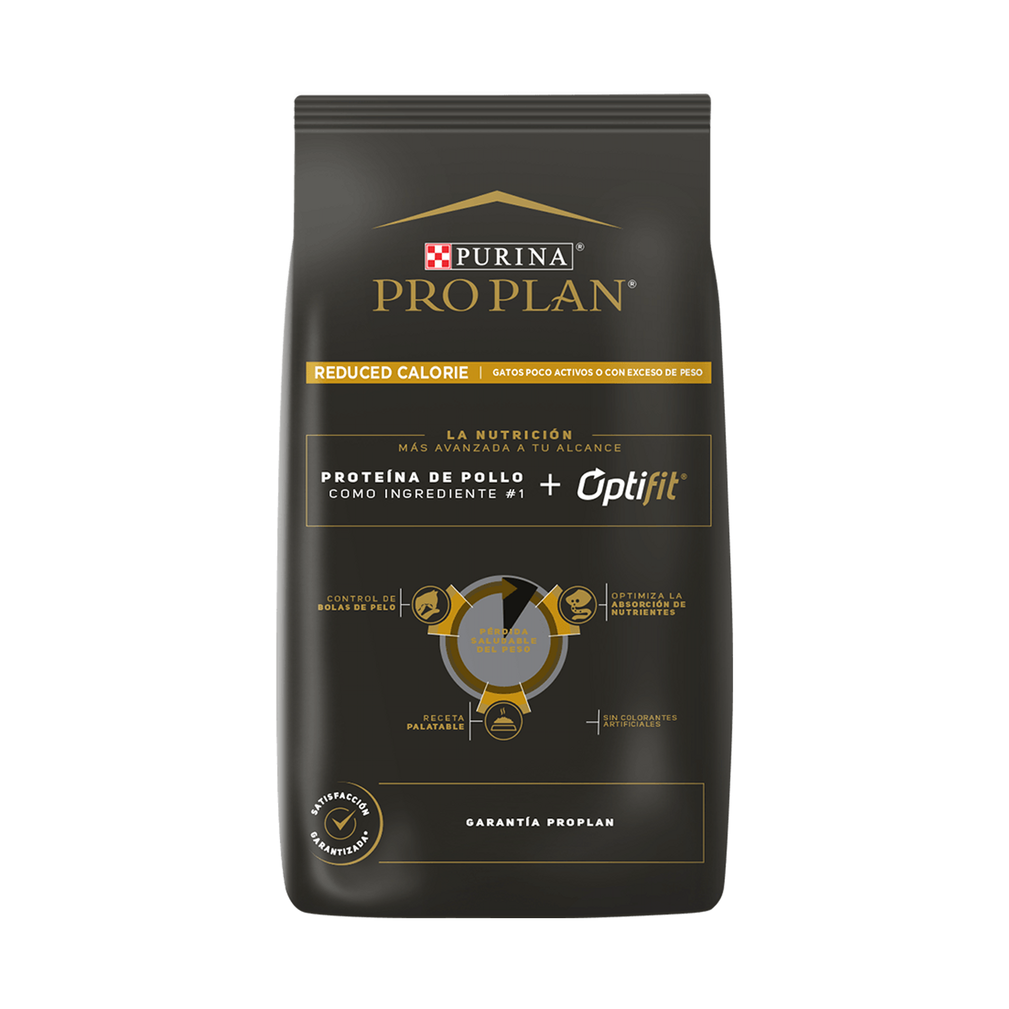 Empaque de Purina® Pro Plan® Gato Reduced Calorie con Optifit® Sabor Pollo, vista posterior