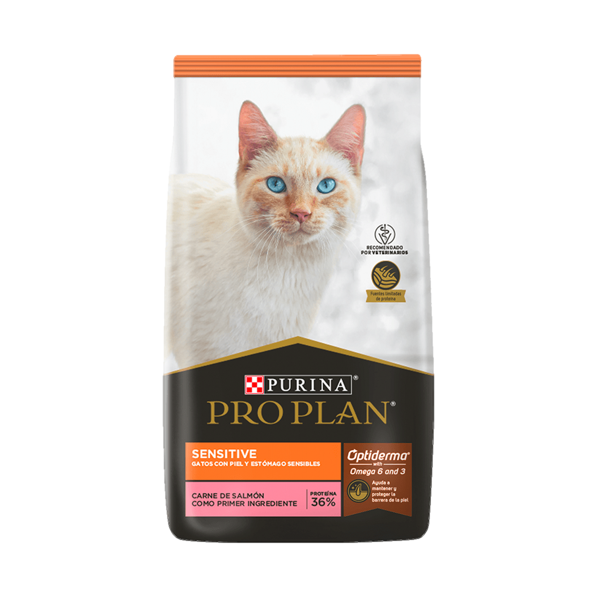 Empaque de Purina® Pro Plan® Gato Sensitive con Optitract® Sabor Salmón, vista frontal