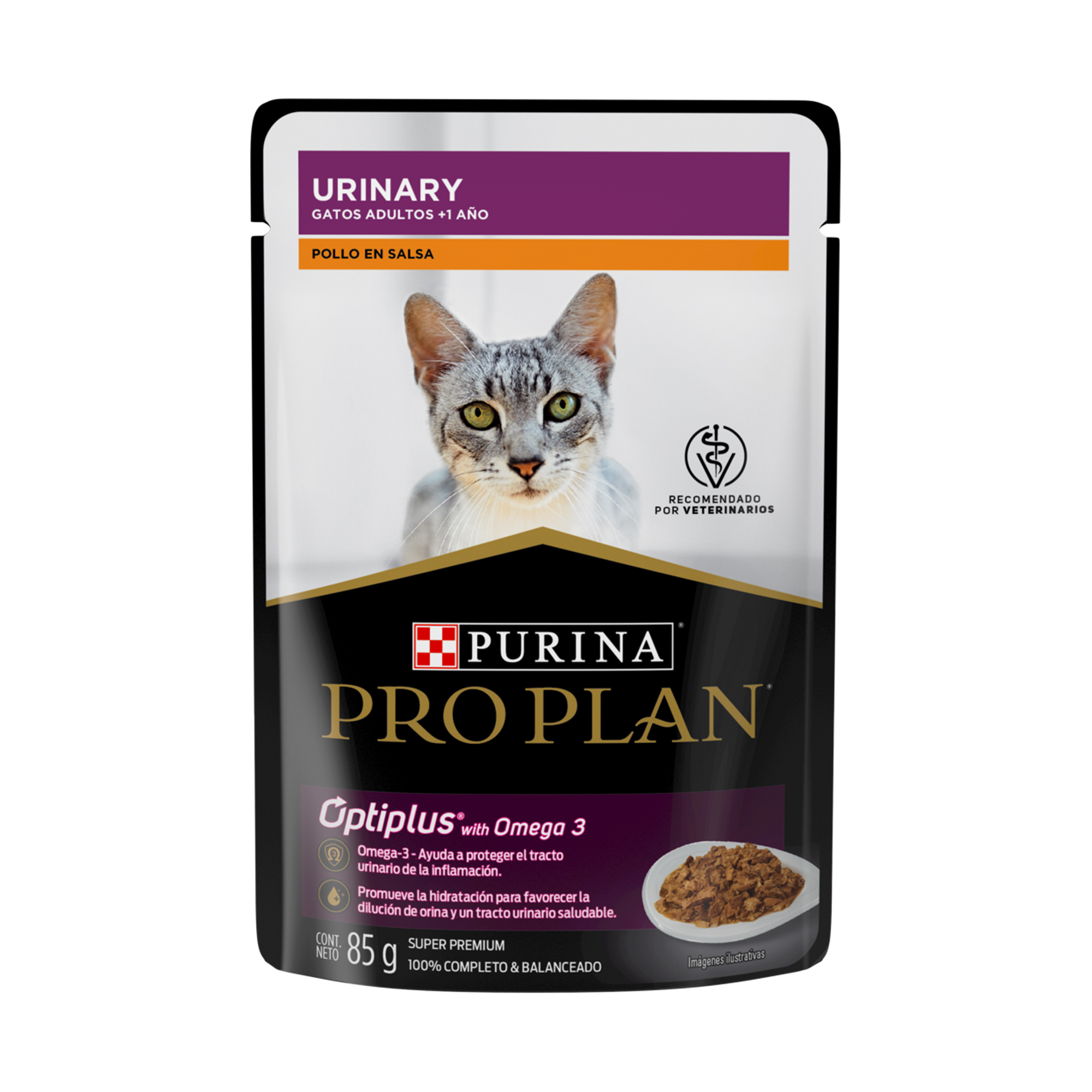Empaque de Purina® Pro Plan® Gato Urinary con Optiplus® Sobre Sabor Pollo, vista frontal