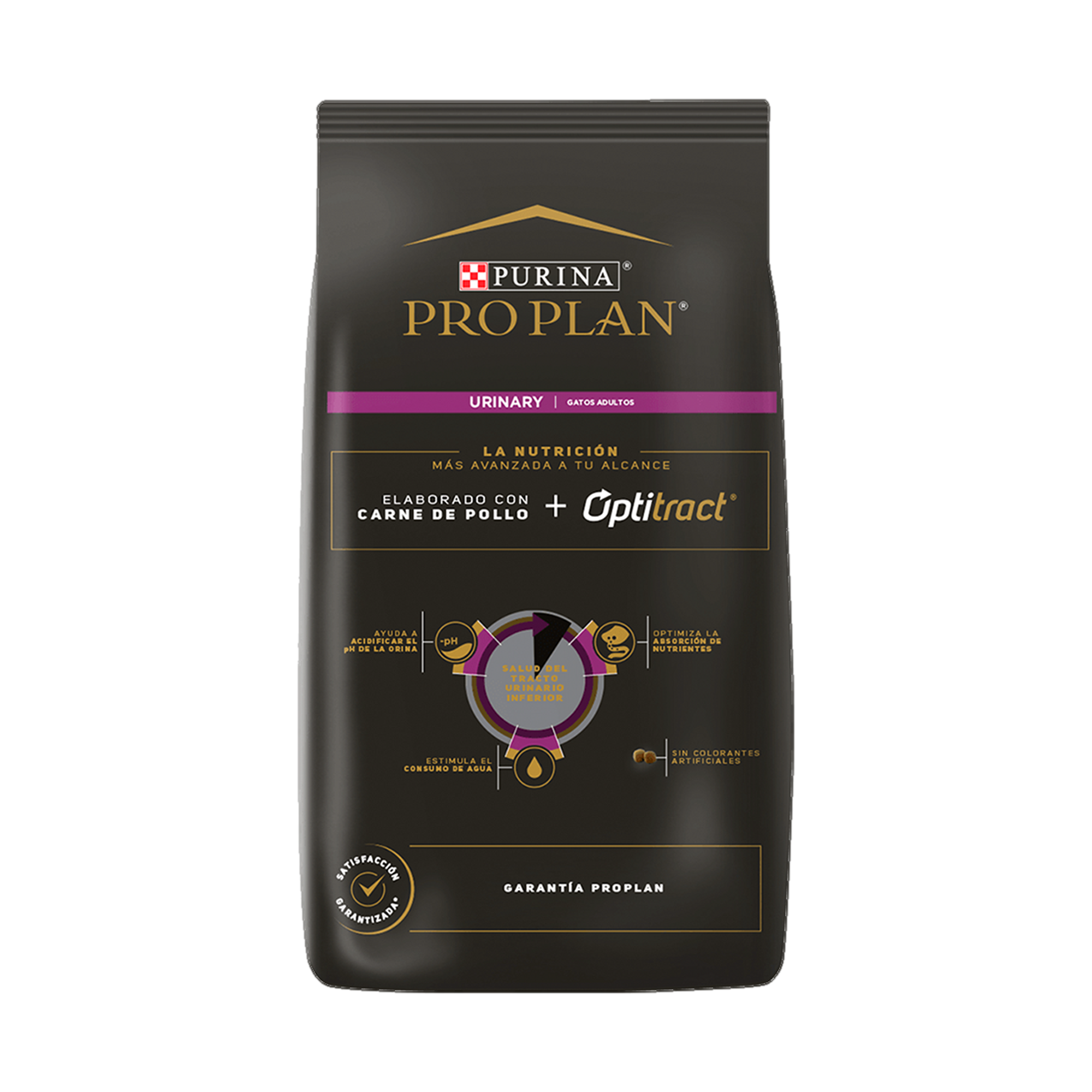 Empaque de Purina® Pro Plan® Gato Urinary con Optitract® Sabor Pollo, vista posterior