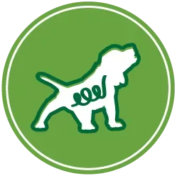 Icono de perro con equilibrio intestinal