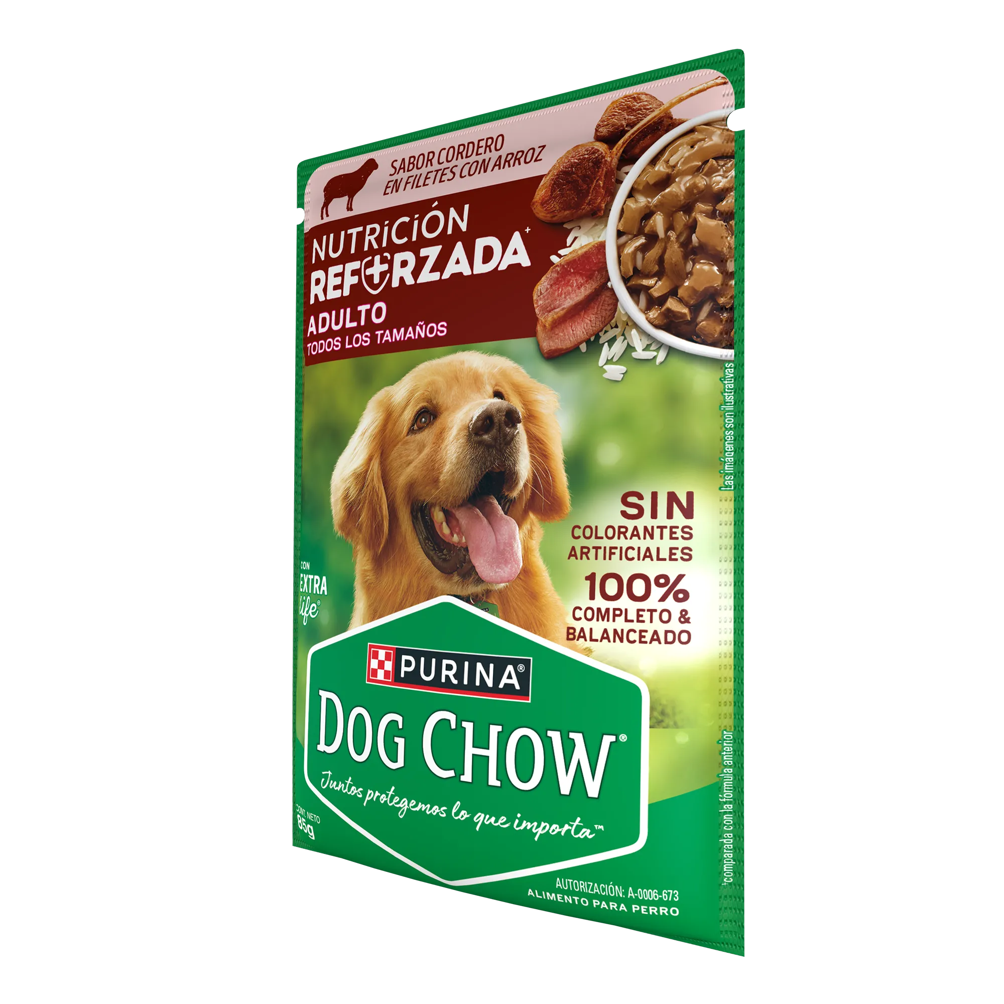 Sabrosobre Dog Chow Adultos todos los tamaños nutrición reforzada sabor cordero con arroz y ExtraLife
