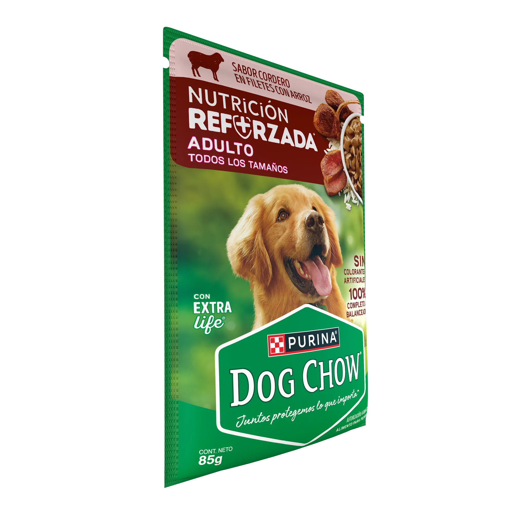 Sabrosobre Dog Chow Adultos todos los tamaños nutrición reforzada sabor cordero con arroz y ExtraLife
