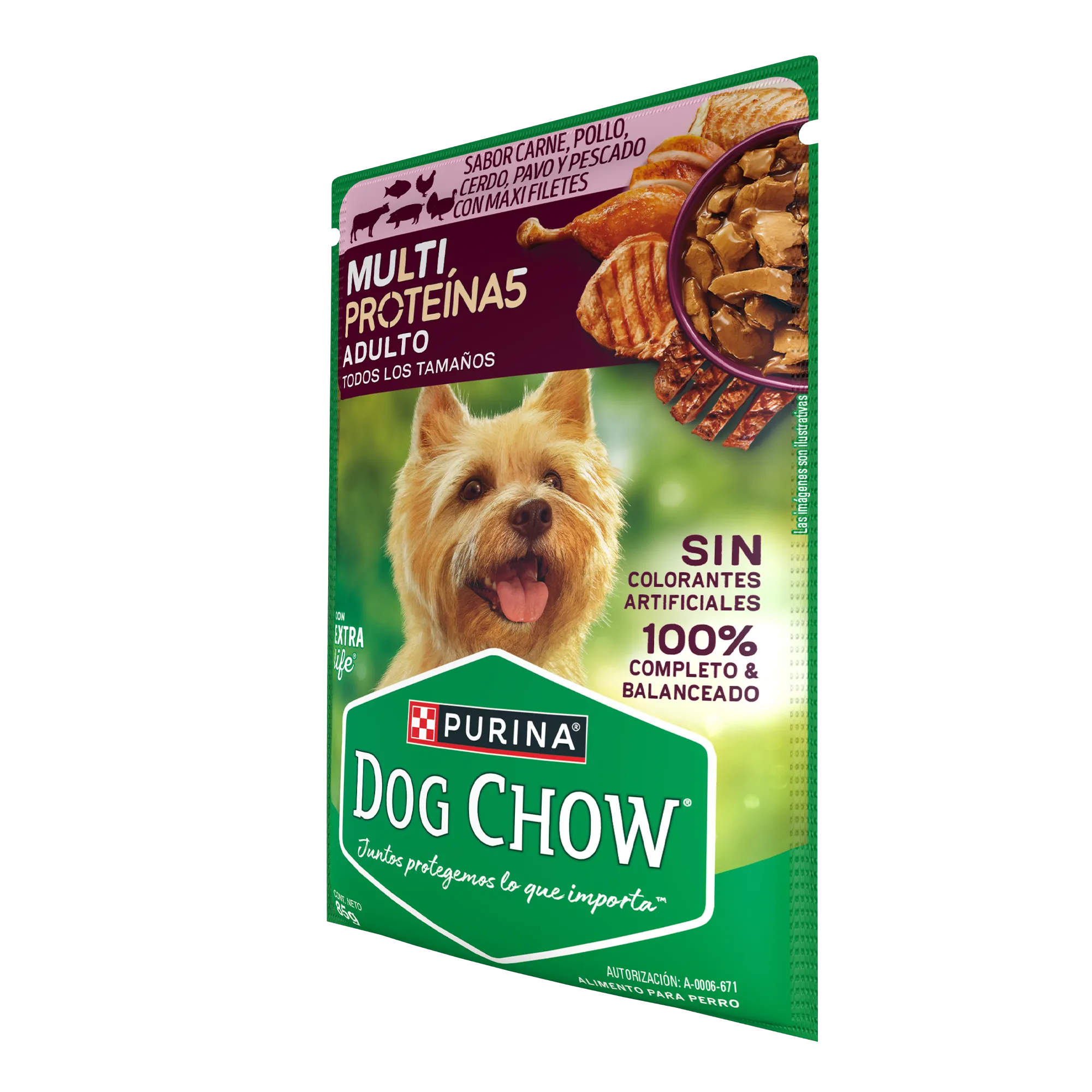 Sabrosobre Dog Chow Multi Proteínas adulto sabor carne, cerdo, pollo, pavo y pescado con ExtraLife.
