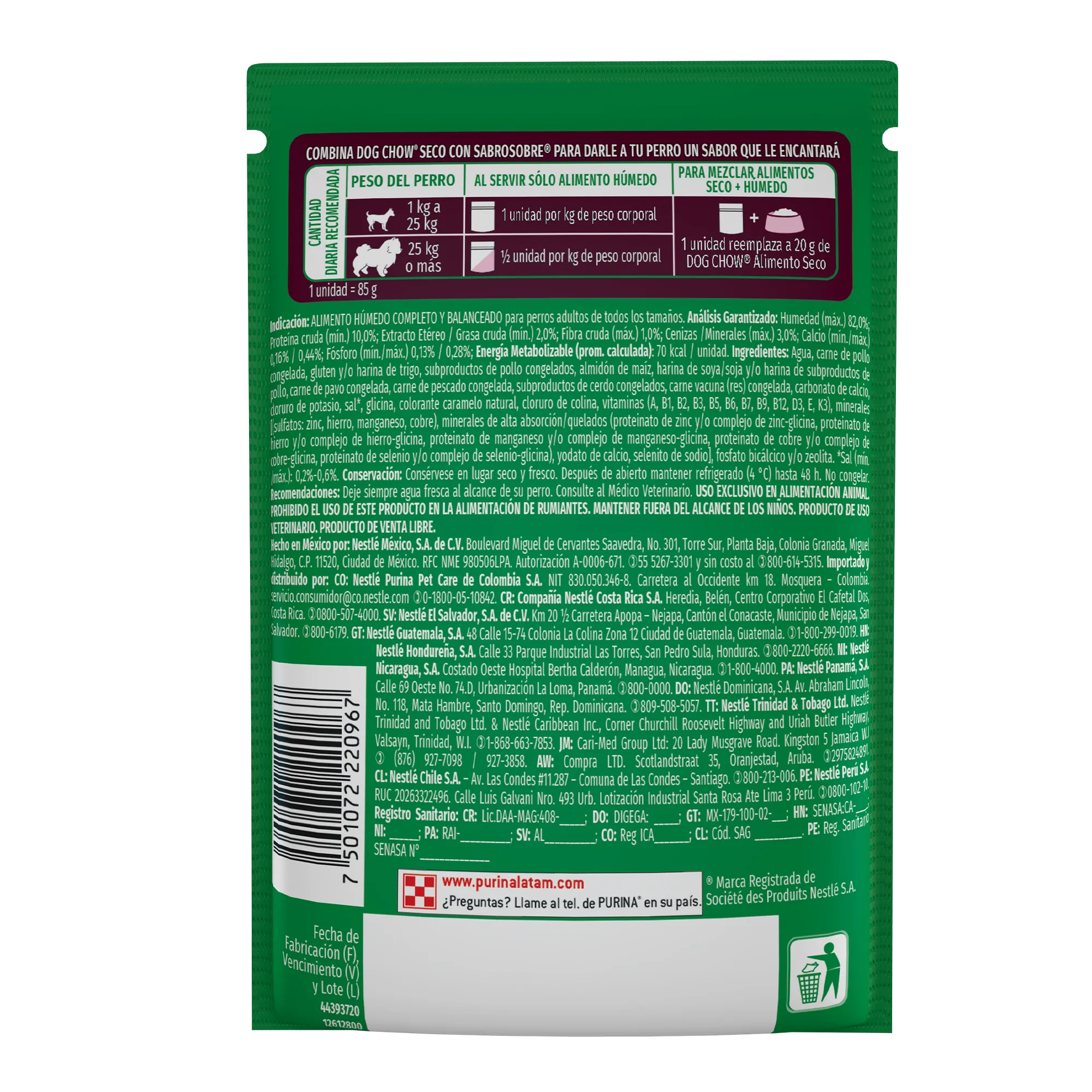 Sabrosobre Dog Chow Multi Proteínas adulto sabor carne, cerdo, pollo, pavo y pescado con ExtraLife.