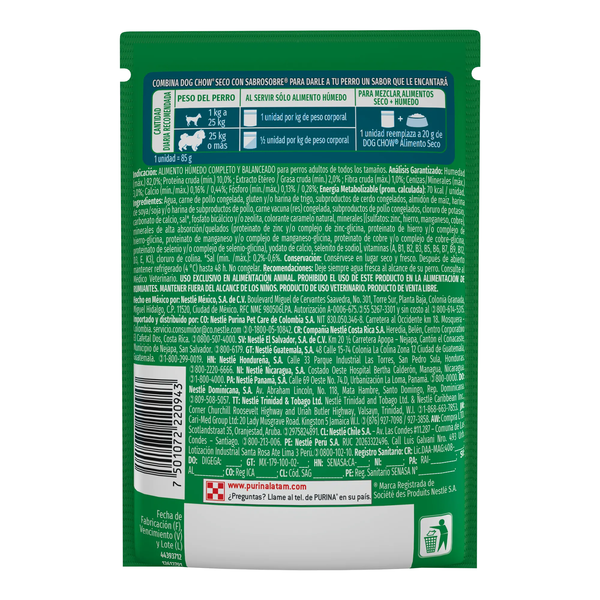 Sabrosobre Dog Chow Triple Proteínas adulto sabor carne, pollo y cerdo con ExtraLife.