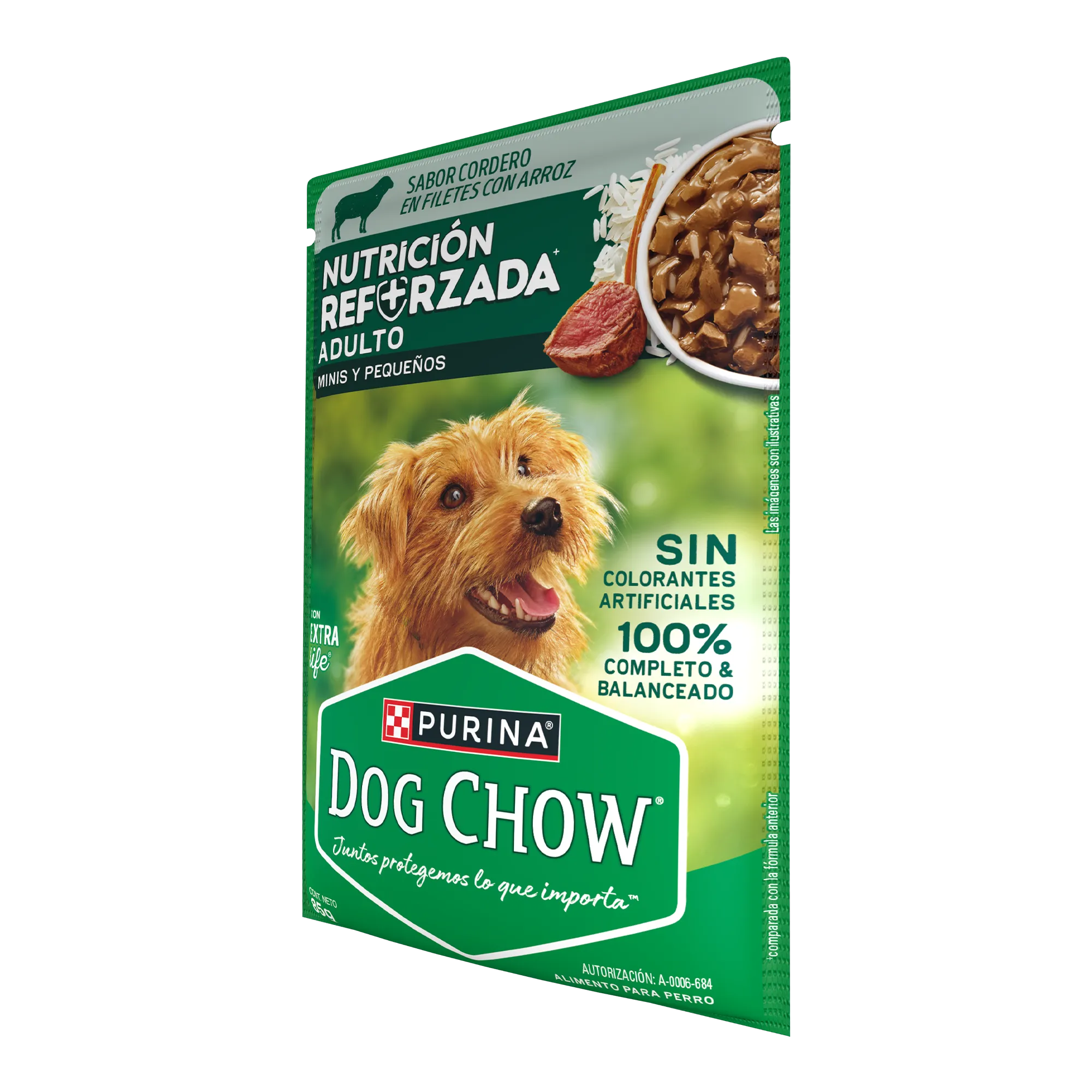 Sabrosobre Dog Chow Minis y Pequeños nutrición reforzada sabor cordero con arroz y ExtraLife