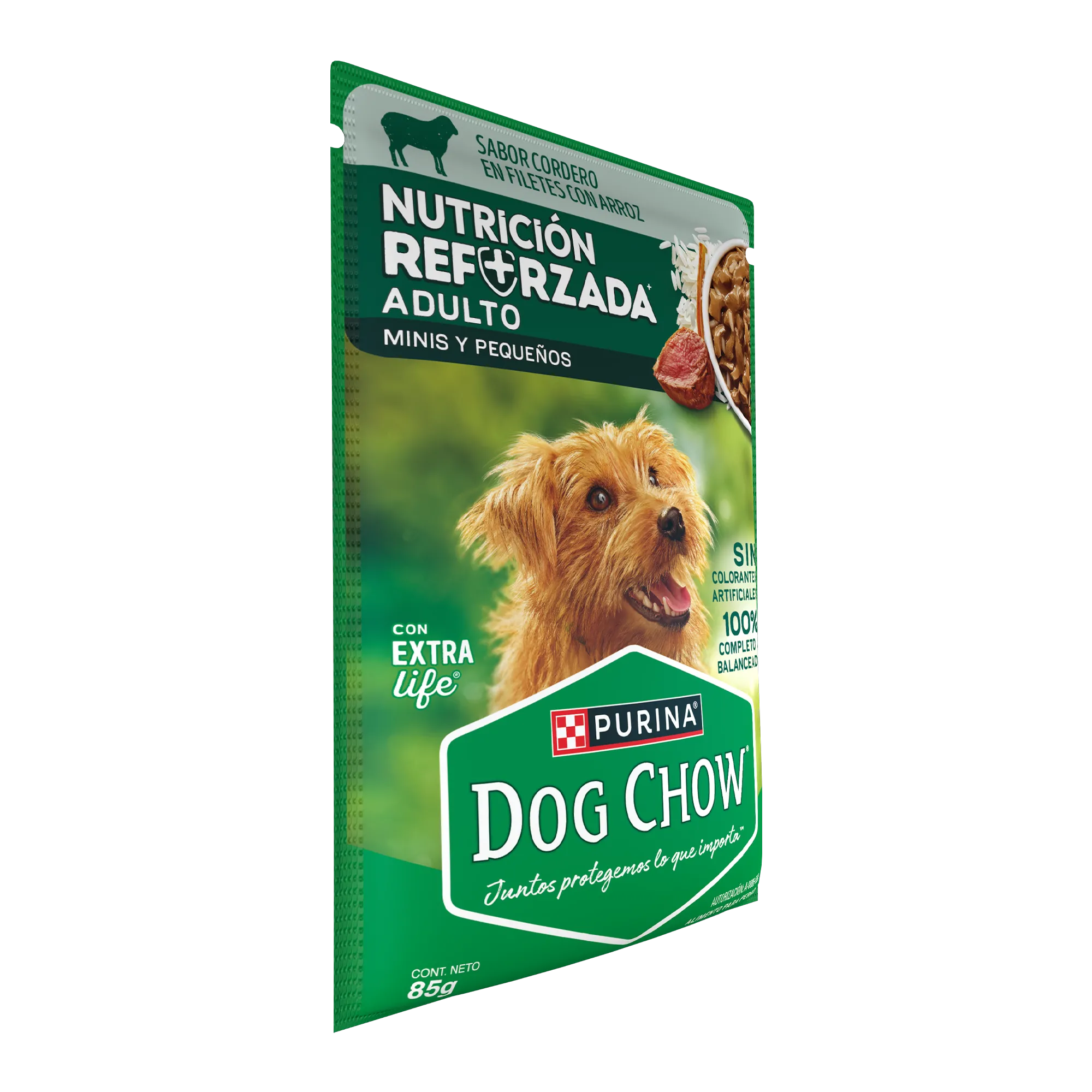 Sabrosobre Dog Chow Minis y Pequeños nutrición reforzada sabor cordero con arroz y ExtraLife