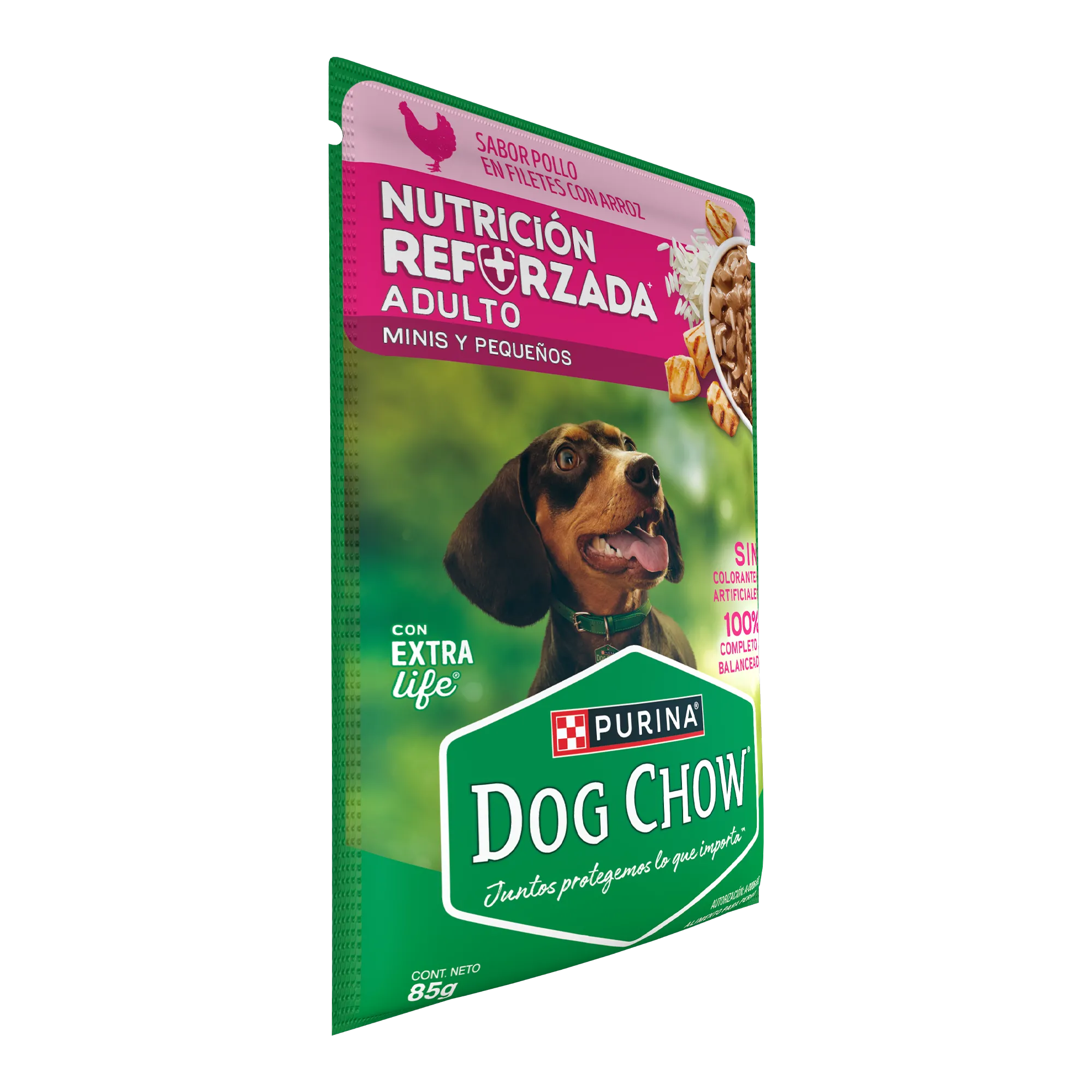 Sabrosobre Dog Chow Minis y Pequeños nutrición reforzada sabor pollo con arroz y ExtraLife