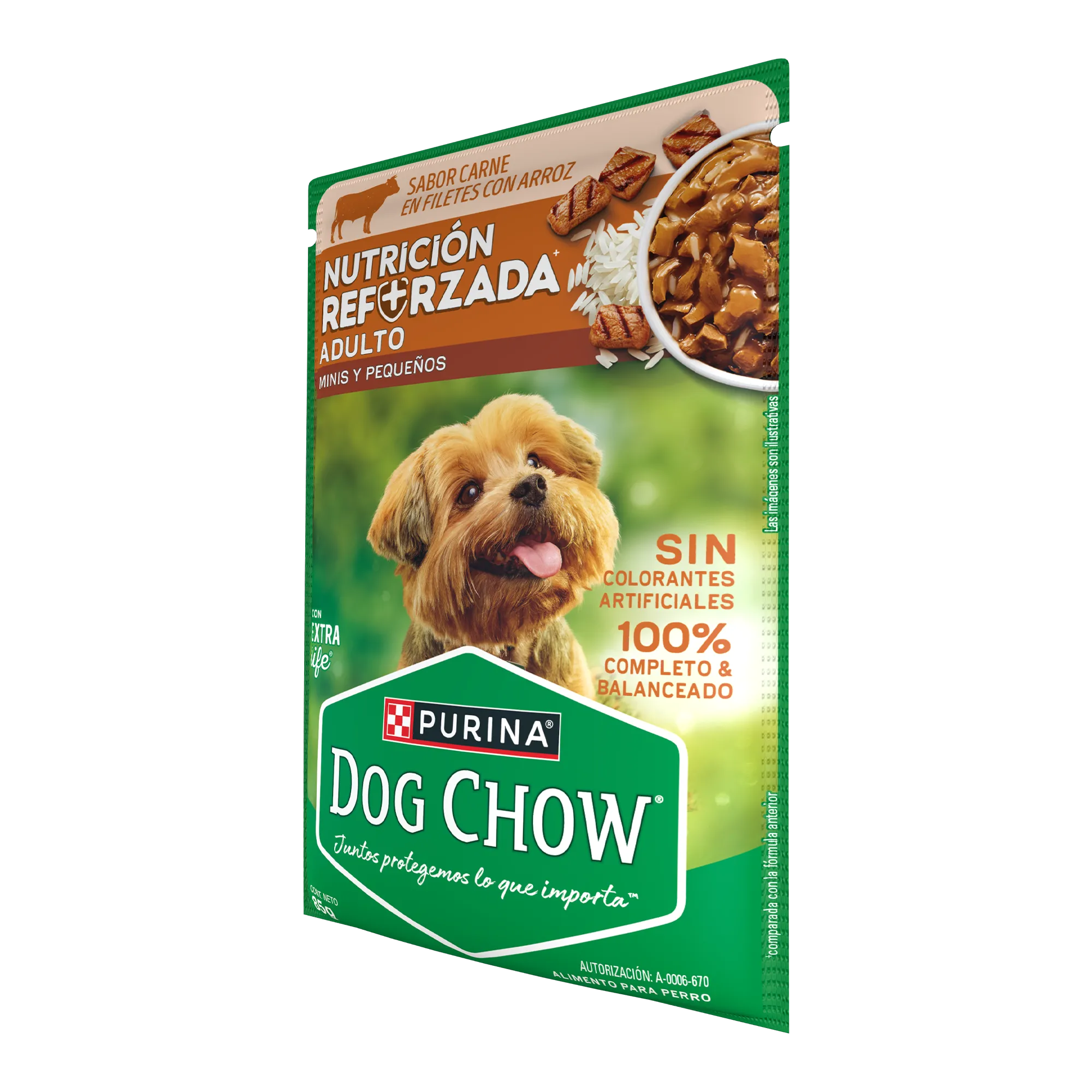 Sabrosobre Dog Chow Minis y Pequeños nutrición reforzada sabor carne con arroz y ExtraLife