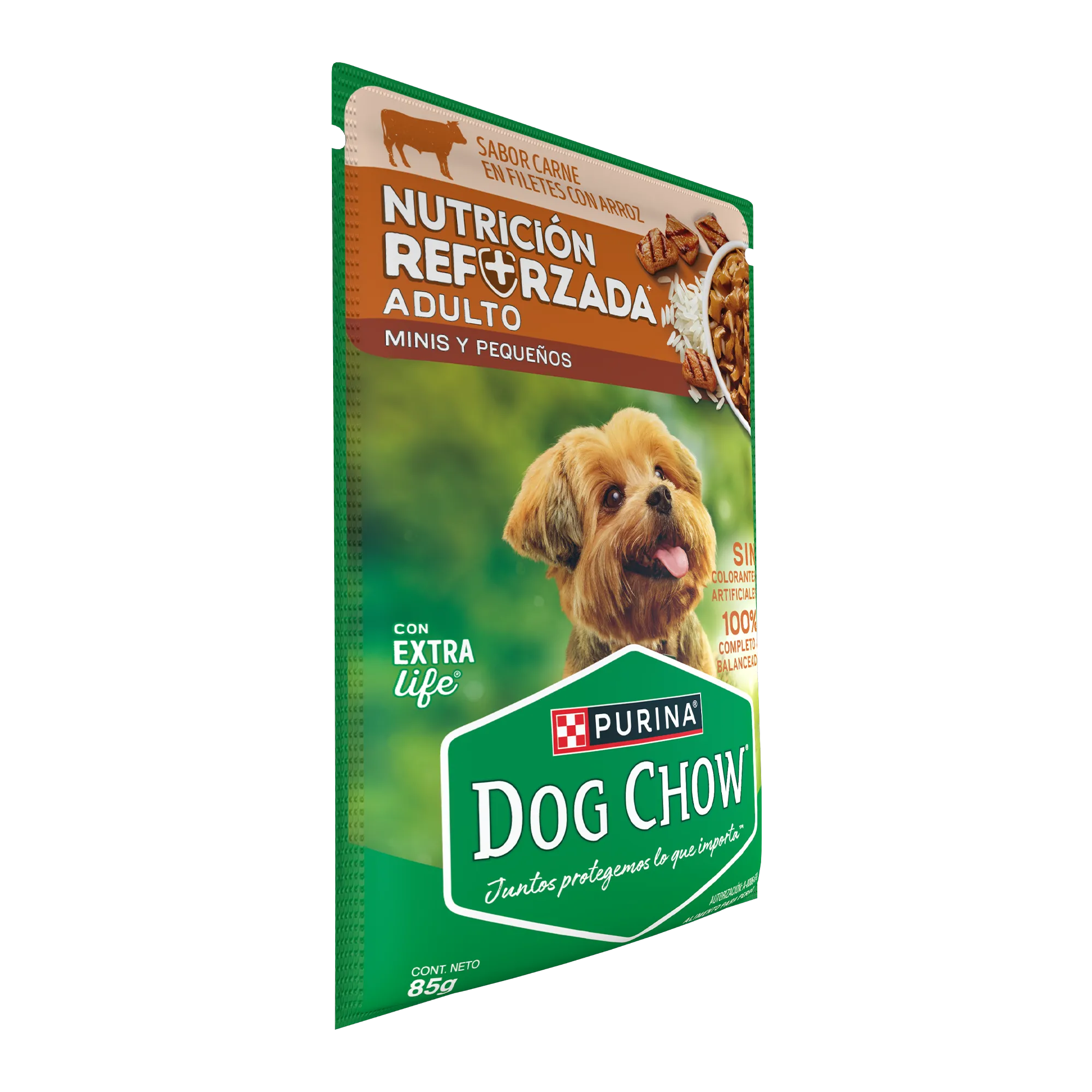 Sabrosobre Dog Chow Minis y Pequeños nutrición reforzada sabor carne con arroz y ExtraLife