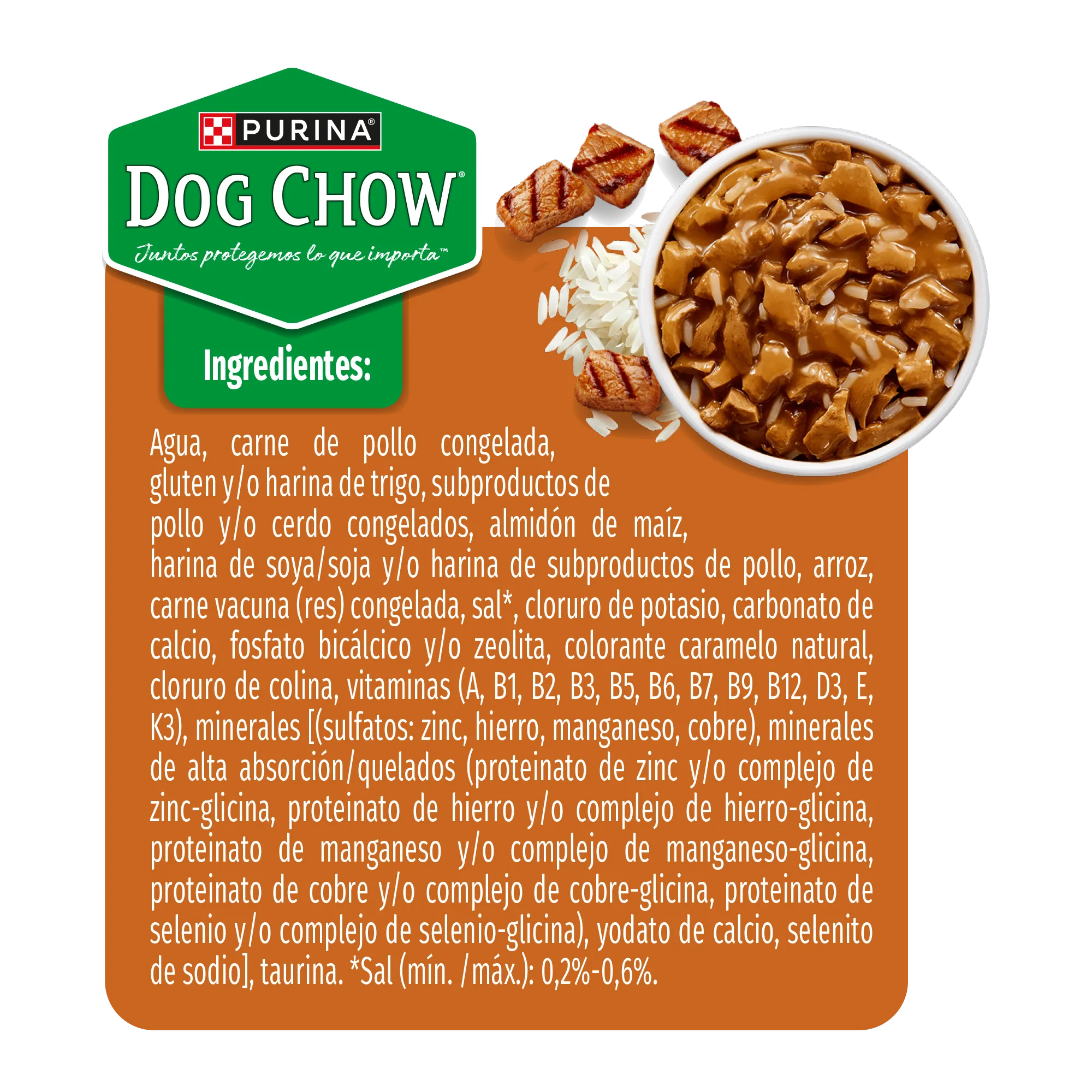 Sabrosobre Dog Chow Minis y Pequeños nutrición reforzada sabor carne con arroz y ExtraLife