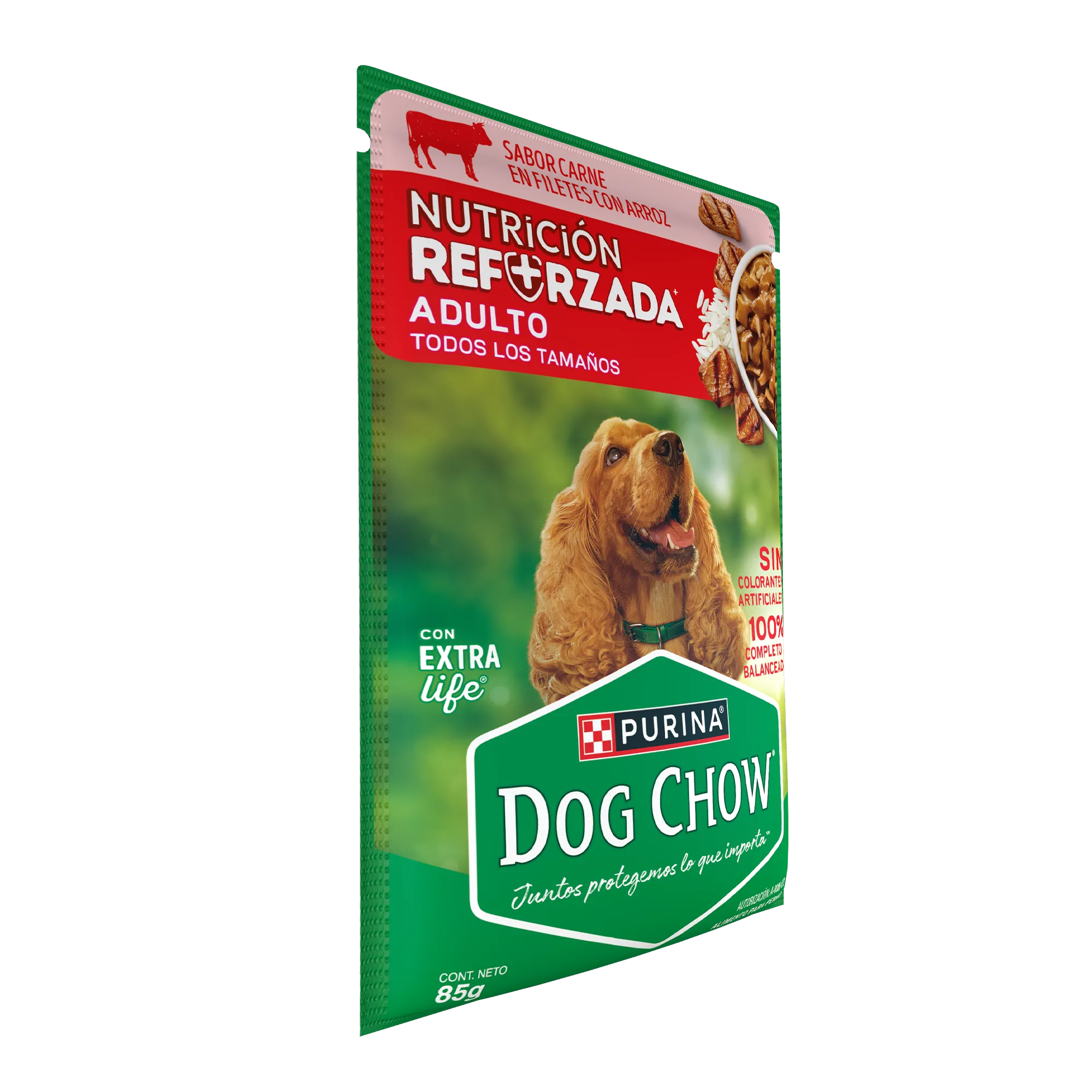 Sabrosobre Dog Chow Adultos todos los tamaños nutrición reforzada sabor carne con arroz y ExtraLife